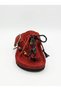 Women's Burgundy Genuine Suede Leather Orthopedic Cork Sole Slippers - 4