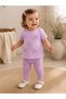 Baby Girl Lilac Bow Detailed Tights Set Cotton Summer 2-Piece Set