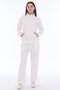 Women's Cotton Zippered Wide Leg Tracksuit Set Ecru 8528 - 4