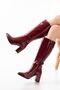 Ysn-4422 Burgundy Patent Leather Heeled Women's Boots - 2