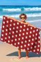 Star Pattern Red and White Beach Towel - Modern Geometric Marine Style Quick-Dry Towel Coverlet - 6