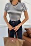Short Sleeve Striped Tshirt Blue - 2