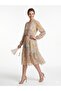 Dosso Dossi̇ Floral High Collar Tie Detailed Lined Chiffon Dress 5025