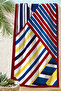Striped Geometric Modern Beach Towel Coverlet - Marine Color Block Quick-Dry Microfiber Towel Coverlet - 2