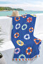 Sea Ring Swimmer Themed Beach Towel - Marine Modern Blue Orange Pool Quick-Dry Beach Cover - 4