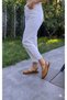 Si̇ena Tan Suede Leather Women's Daily Flat Sandals