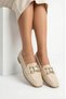Women's Loafer Ballet Flats with Gold Buckle, Daily Comfortable Office Shoes, Non-Slip Sole, Stylish Classic - 3