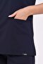 Lycra Dark Navy Blue Surgical Uniform with Zipper Detail - 3