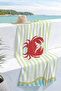 Crab Themed Striped Marine Beach Towel-Mediterranean Style Green Red Quick Drying Microfiber Towel - 4
