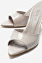 Women's Pointed Toe Thin Heeled Stylish Daily Slippers Sama Beige Patent Leather - 4