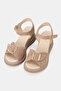 Women's Beige Suede Genuine Leather Strap Buckle Straped Wedge Heel Daily Sandals - 2