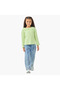 Girls Ruffled Collar T-shirt with Ribbed Texture - Cotton - Long Sleeves - 2