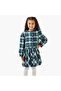 Henley Neck Long Sleeves Knee Length Dress with Checked Design - 2