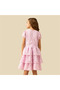 Round Neck Short Sleeves Tiered Dress with Zip Closure - 3