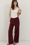 Burgundy Wide-Leg Pleated Trousers - 2