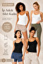 Women's 95% Natural Bamboo Flexible 4-Piece Basic Undershirt with Rope Straps - Soft Textured & Sweat-Absorbent Fabric