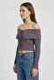 Women Textured Long Sleeve Top, Dark Grey - 3