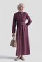 Piping Detailed Dress in Plum Color - 2