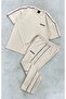 Men's Black and White Stripe Detailed Baggy T-Shirt Tracksuit Set - 3