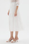 Elastic Waist Embroidered Layered Maxi Skirt Ecru - 4