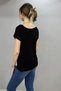 Women's Black Boat Neck Bat Sleeve T-Shirt - 2