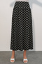 Women's Polka Dot Long Skirt 8084 - Black - 2