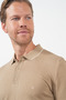 Beige Polo Collar Short Sleeve Knitted Comfort Fit 100% Cotton Sweater 1012260151 - 4