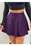 Women's Pleated Mini Purple Skirt - 2