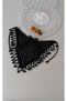 Hand Knitted Edge Embroidered Triangle Bandana Black (49X35X24 cm) - 4