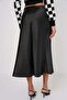 Women's Satin Black Skirt - 4