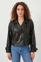 Women's Classic Collar Belted Double Button Black Jacket