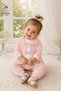 Baby Girl Set - 3-Piece Top and Bottom Set with Lace Collar and Rose Embroidery - 6