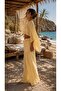 Yellow Lux Chiffon Fabric Blouse and Pants Beach Wear 2-Piece Set S/M - 3