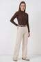 Women's High Collar Textured Brown Blouse - 2