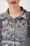 Women's Oversize Patterned Satin Anthracite Shirt - 6