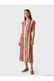 Mixed V-Neck Striped Belted Dress
