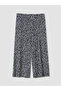 Navy Blue Patterned Women's Capri with Elastic Waist