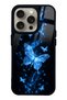 iPhone 15 Pro Blue Galaxy Butterfly Design Glossy Phone Case