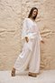 White Linen Loose Blouse and Belted Loose Trousers Two-Piece Set (2-Piece) - 2