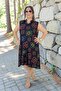 Polo Collar Asymmetric Cut Jopone Sleeves (Sleeveless) Ethnic Patterned Oversized Large Size Combed Cotton Dress - 7