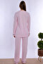 Soft Textured Cotton Maternity Pajama Set with Dressing Gown Effortt - Pink - 6