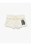 Embroidery Detailed Loose Fit Waist Tie Cotton Micro Mini Shorts