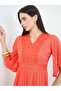 Orange Lace Trim Tiered Midi Dress - 4