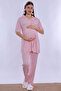 Hijab Cotton Long Robe Maternity Postpartum Breastfeeding Pajama Set Effortt - Pink - 5