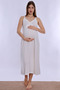 Breastfeeding Feature Cotton Robe Maternity Nightgown Set Effortt - Ecru - 5