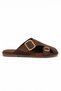 Almond Women's Brown Double Buckle Detailed Suede Slippers - 2