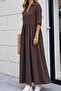 Women's Three Quarter Sleeves V-Neck Slit Long Aerobin Dress - 3