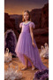 Short Front Long Back Handcrafted Pearl Collar Feathered Princess Dress Special Occasion, Wedding 5-12 Years Old
