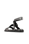Lead Shiny Leather Women's Flat Sandals - 4