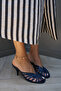Stella Women's Navy Blue Strappy Heel Slippers - 2